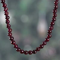 Garnet beaded necklace, 'Passionate Liaisons' - Handmade January-Birthstone Natural Garnet Beaded Necklace