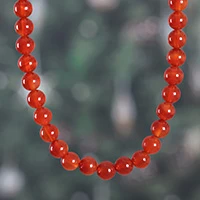 Carnelian beaded necklace, 'Jewels in Fire' - Gemstone Carnelian Beaded Necklace Handcrafted in India