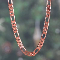 Men’s copper-plated chain necklace, 'Regent Figaro' - Men's Copper-Plated Polished Figaro Chain Necklace
