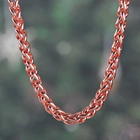 Men’s copper-plated chain necklace, 'Modern Luxury' - Copper-Plated Statement Necklace for Men with Wheat Chain