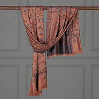 Modal shawl, 'Classic Eden' - Handcrafted Paisley-Themed Beige Fringed 100% Modal Shawl