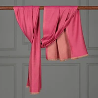 Modal shawl, 'Fusions of Pink' - Solid Pink 100% Modal Shawl with Fringes Handmade in India