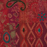 Wool scarf, 'Crimson Garden' - Embroidered Patchwork Jacquard Floral and Paisley Wool Scarf
