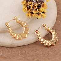 ELP-coated stainless steel hoop earrings, 'Halo of Love' - ELP-Coated Stainless Steel Hoop Earrings with Heart Motif