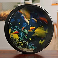 Hand-painted drum, 'Ocean Whispers' - Ocean-Themed Iron Ball-Filled Drum with Reef-Scape Print