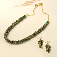 Aventurine jewelry set, 'Sophisticated Vestiges' - Aventurine Beaded Necklace and Dangle Earrings Jewelry Set