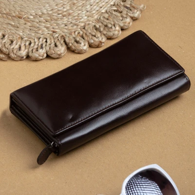 Leather wallet, 'Classic Elegance' - Classic Minimalist Lined Leather Wallet in Brown Shade