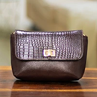 Leather sling bag, 'Chic & Mahogany Brown' - Handmade Adjustable 100% Leather Sling Bag in Mahogany Brown