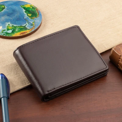 Leather wallet, 'Cordovan Fortune' - 100% Leather Bi-Fold Wallet in a Solid Cordovan Brown Shade