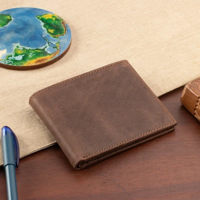 Leather wallet, 'Simply Chestnut' - Artisan-Made Chestnut Brown 100% Leather Bi-Fold Wallet