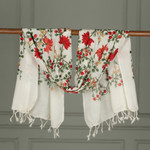 Embroidered wool shawl, 'Exuberant Kashmir Blooms' - Floral Embroidered Wool Shawl with Chain-Stitched Accents