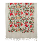 Embroidered wool shawl, 'Exuberant Kashmir Blooms' - Floral Embroidered Wool Shawl with Chain-Stitched Accents