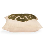 Embroidered cotton cushion covers, 'Olive Floruit' (pair) - Olive & Ecru Cotton Cushion Cover Pair with Bloom Embroidery