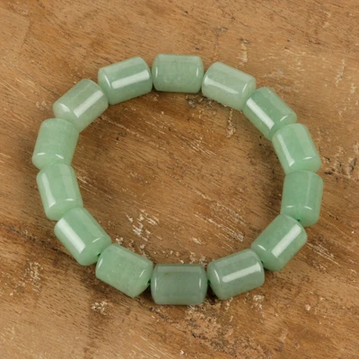 Aventurine beaded stretch bracelet, 'Whispering Green' - Elastic Beaded Stretch Bracelet with Green Aventurine Gems