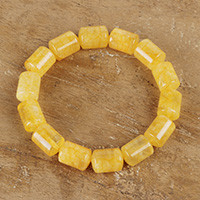 Citrine beaded stretch bracelet, 'Whispering Sunshine' - Yellow Beaded Stretch Bracelet with Birthstone Citrine Gems