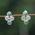 Rainbow moonstone and reconstituted turquoise drop earrings, 'Chic Orbs' - Rainbow Moonstone Reconstituted Turquoise Silver Earrings (image 2) thumbail