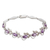 Amethyst link bracelet, 'Purple Mist' - Handmade Floral Sterling Silver and Amethyst Bracelet (image 2a) thumbail