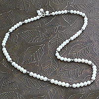 Pearl strand necklace, 'Smooth Ice' - Handcrafted Bridal Jewellery Pearl Strand Necklace