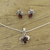 Garnet jewelry set, 'Red Leaves' - Floral Jewelry Set in Sterling Silver and Garnet  thumbail