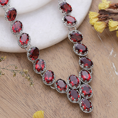 Garnet Y-necklace, Cascading Crimson