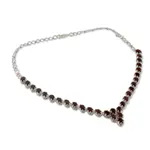 Garnet Y-necklace, 'Cascading Crimson' - Fair Trade Garnet Choker Necklace Sterling Silver Love