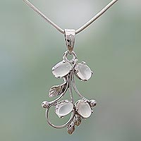 Moonstone pendant necklace, 'Moon Goddess' - Sterling Silver Pendant Moonstone Necklace Artisan Jewelry