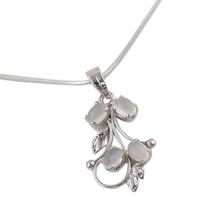 Moonstone pendant necklace, 'Moon Goddess' - Sterling Silver Pendant Moonstone Necklace Artisan Jewelry