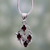 Garnet floral necklace, 'Scarlet Vines' - Sterling Silver Necklace with Garnet Handmade India thumbail