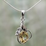 Topaz pendant necklace, 'Golden Majesty' - Sterling Silver and Topaz Necklace Modern Jewelry