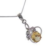 Topaz pendant necklace, 'Golden Majesty' - Sterling Silver and Topaz Necklace Modern Jewelry