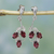 Garnet dangle earrings, 'Deep Red Wine' - Garnet dangle earrings (image 2) thumbail