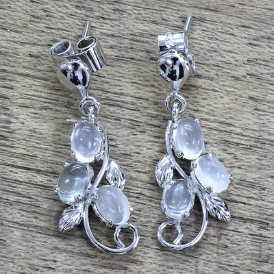 Moonstone earrings, 'Shining Cloud' - Sterling Silver Earrings Moonstone Earrings Artisan jewellery