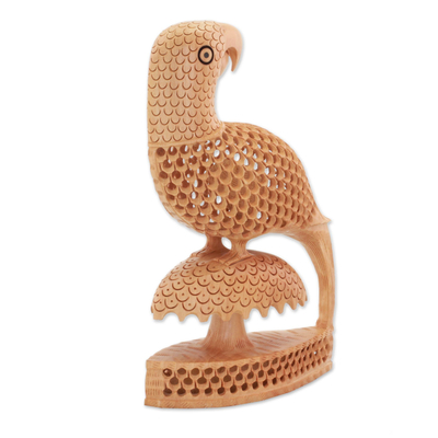 estatuilla de madera - Escultura de pájaro de madera india hecha a mano