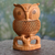 Wood statuette, 'Night Owl' - Artisan Crafted Wood Bird Sculpture