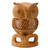 Wood statuette, 'Night Owl' - Artisan Crafted Wood Bird Sculpture