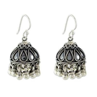 Sterling silver chandelier earrings, 'Silver Bells' - Fair Trade Jewelry Sterling Silver Chandelier Earrings