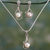 Pearl jewelry set, 'Lunar Magic' - Bridal Pearl Jewelry Set Sterling Silver Necklace Earrings thumbail