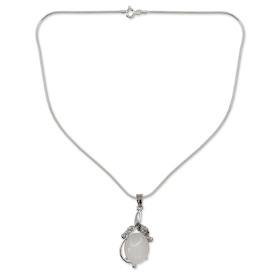 Halskette mit Chalcedon-Anhänger - Chalcedon-Halskette aus Sterlingsilber, handgefertigter Schmuck