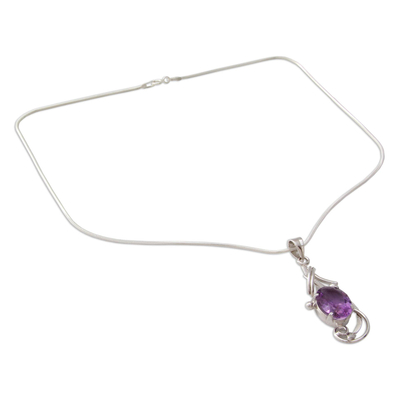 Amethyst pendant necklace, 'Perfect Plum' - Amethyst pendant necklace