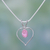 Sterling silver heart necklace, 'Heart of Rose' - Heart jewellery Sterling Silver and Pink Cubic Zirconia  thumbail