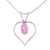Sterling silver heart necklace, 'Heart of Rose' - Heart Jewelry Sterling Silver and Pink Cubic Zirconia  thumbail