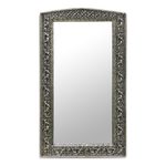 Mirror, 'Luxury' - Fair Trade Mirror Hand Craftd Repousse Brass Nickel 