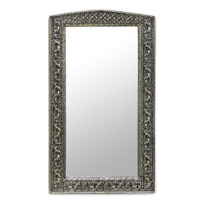 Mirror, 'Luxury' - Fair Trade Mirror Hand Craftd Repousse Brass Nickel 