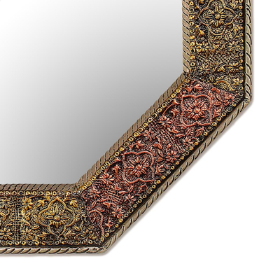 Mirror, 'Memories Beckon' - Repousse Brass Wall Mirror and Frame