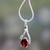 Garnet necklace, 'Love in a Ribbon' - Handcrafted Indian Sterling Silver Pendant Garnet Necklace (image 2) thumbail