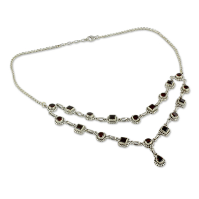 UNICEF Market | Garnet and Sterling Silver Y Necklace from India ...