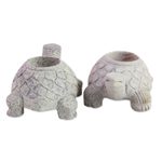 Soapstone candleholders, 'Turtle Twins' - Soapstone candleholders
