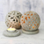 Soapstone candleholders, 'Tea Roses' - Natural Soapstone Candle Holder Hand Made Jali Pair Set (image 2) thumbail