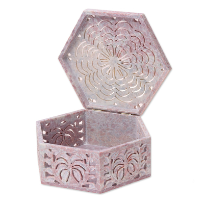 Soapstone Jewellery box, 'Wings' - Hand Carved Soapstone Jewellery Box