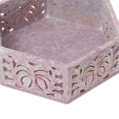 Soapstone Jewellery box, 'Wings' - Hand Carved Soapstone Jewellery Box
